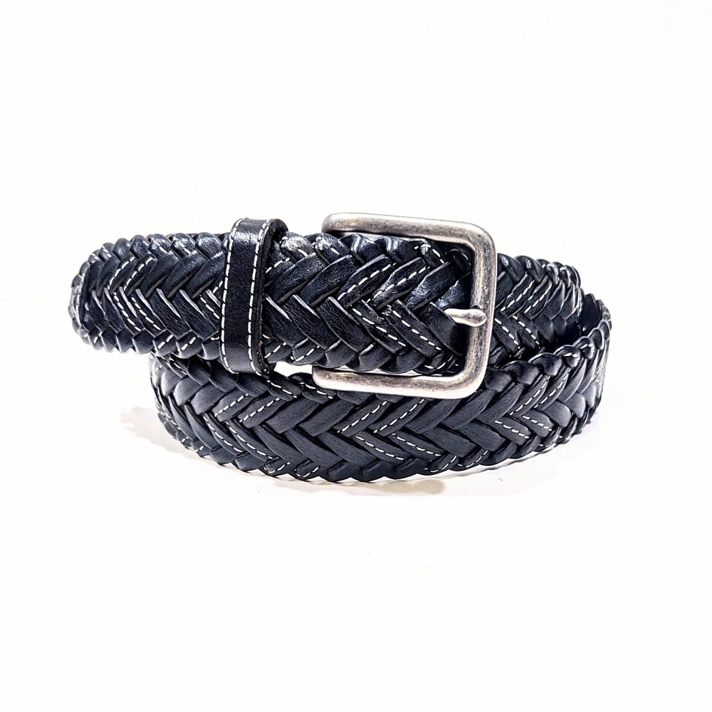 Tommy Bahama Braided Black Woven Belt  Size 36 Casual Dress Leather/Faux Leather